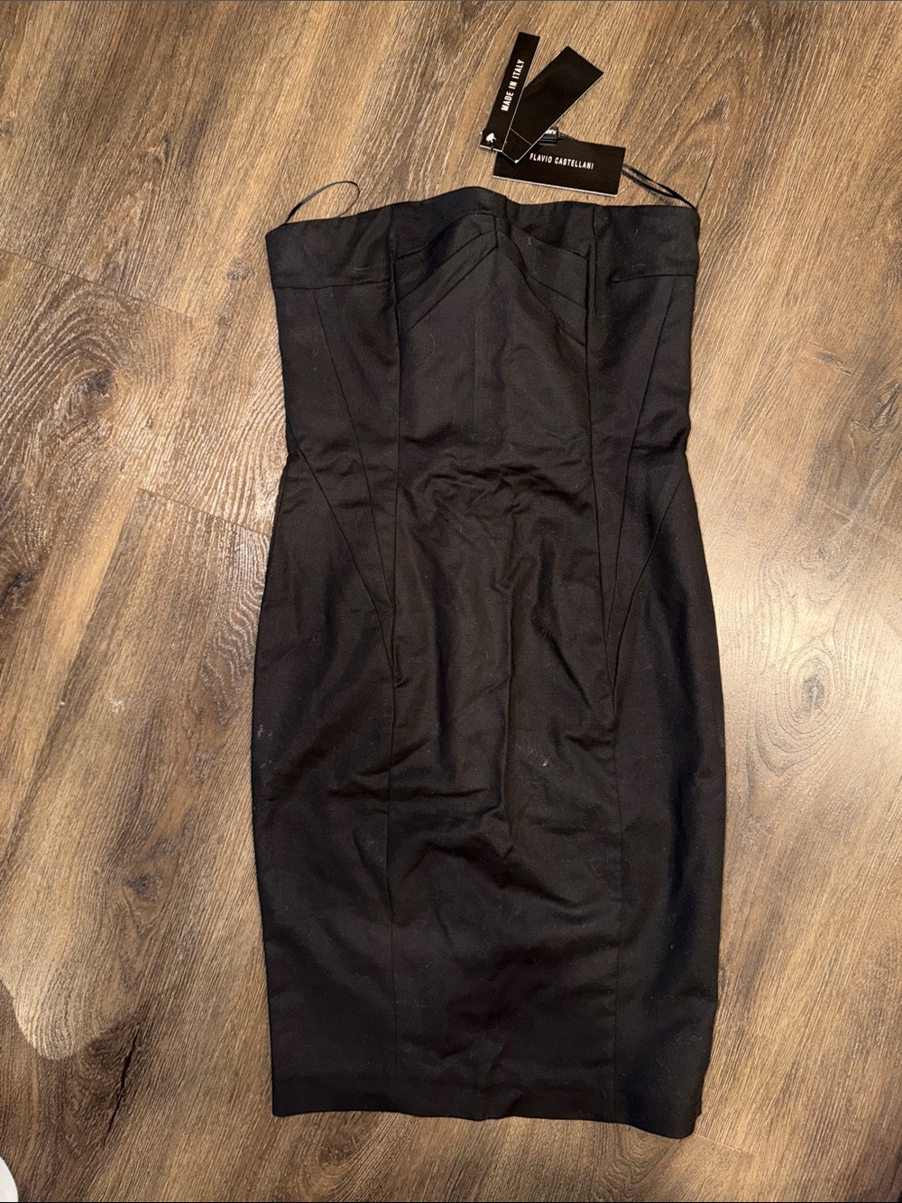 Black Strapless Sheath Dress -
